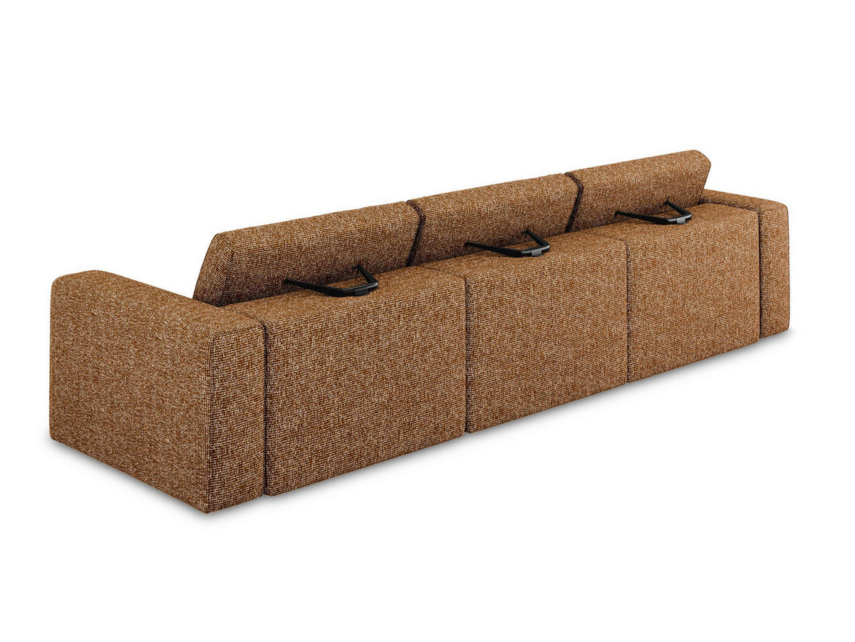 4-SITZER-SOFA Strukturstoff Stoff Orange - Terra cotta/Schwarz, Kunststoff/Textil (314/80/103cm) - Makamii