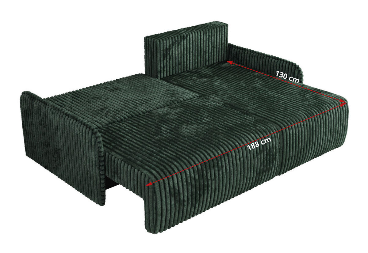 ECKSCHLAFSOFA ARPA L Grün Cord - rechts - Schwarz/Grün, Kunststoff/Textil (150/198cm) - MKS
