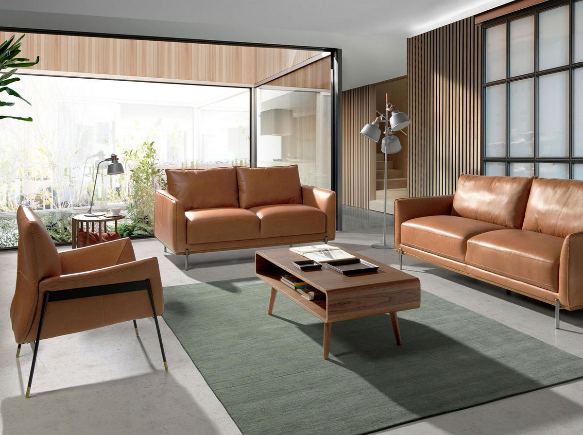 SESSEL Brauner Leder-Dreh 87/67/75 cm - Rotbraun/Schwarz, Leder/Metall (87/75/67cm) - ANGEL CERDA