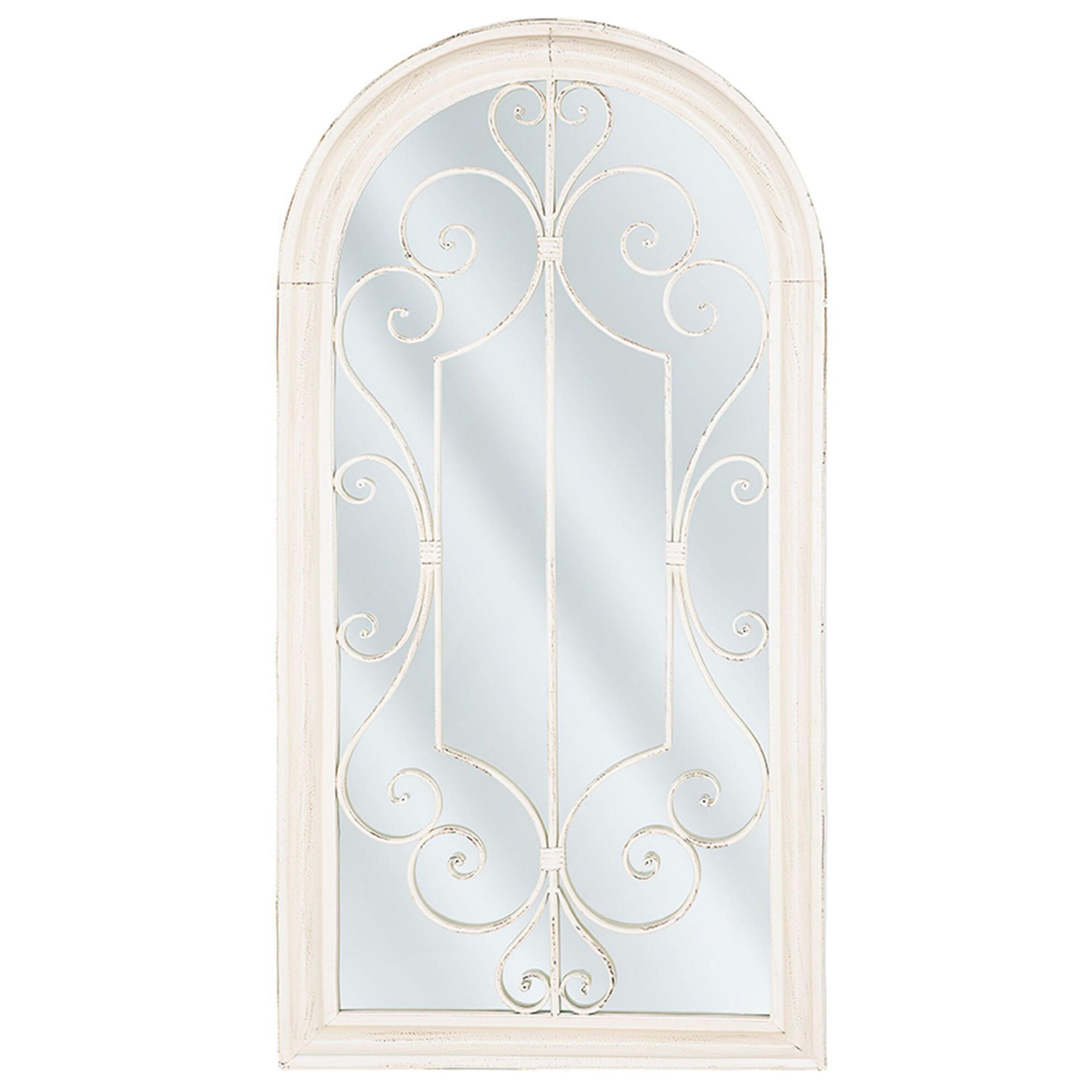 WANDSPIEGEL weiß Fensteroptik 49/97 cm Campel - Weiß, Metall (50/98/5cm) - Beliani