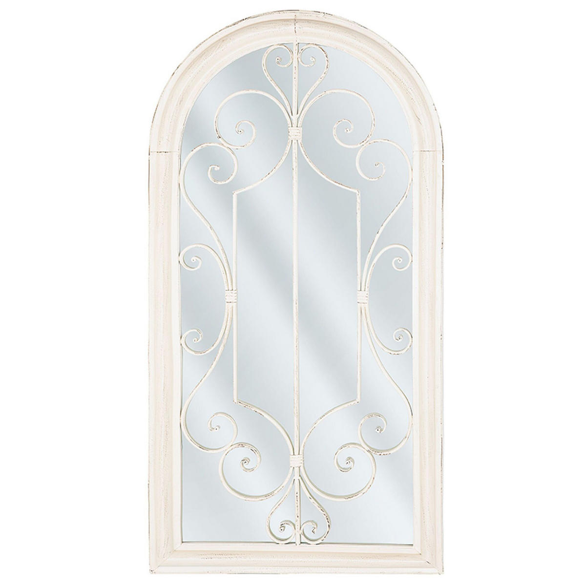 WANDSPIEGEL weiß Fensteroptik 49/97 cm Campel - Weiß, Metall (50/98/5cm) - Beliani