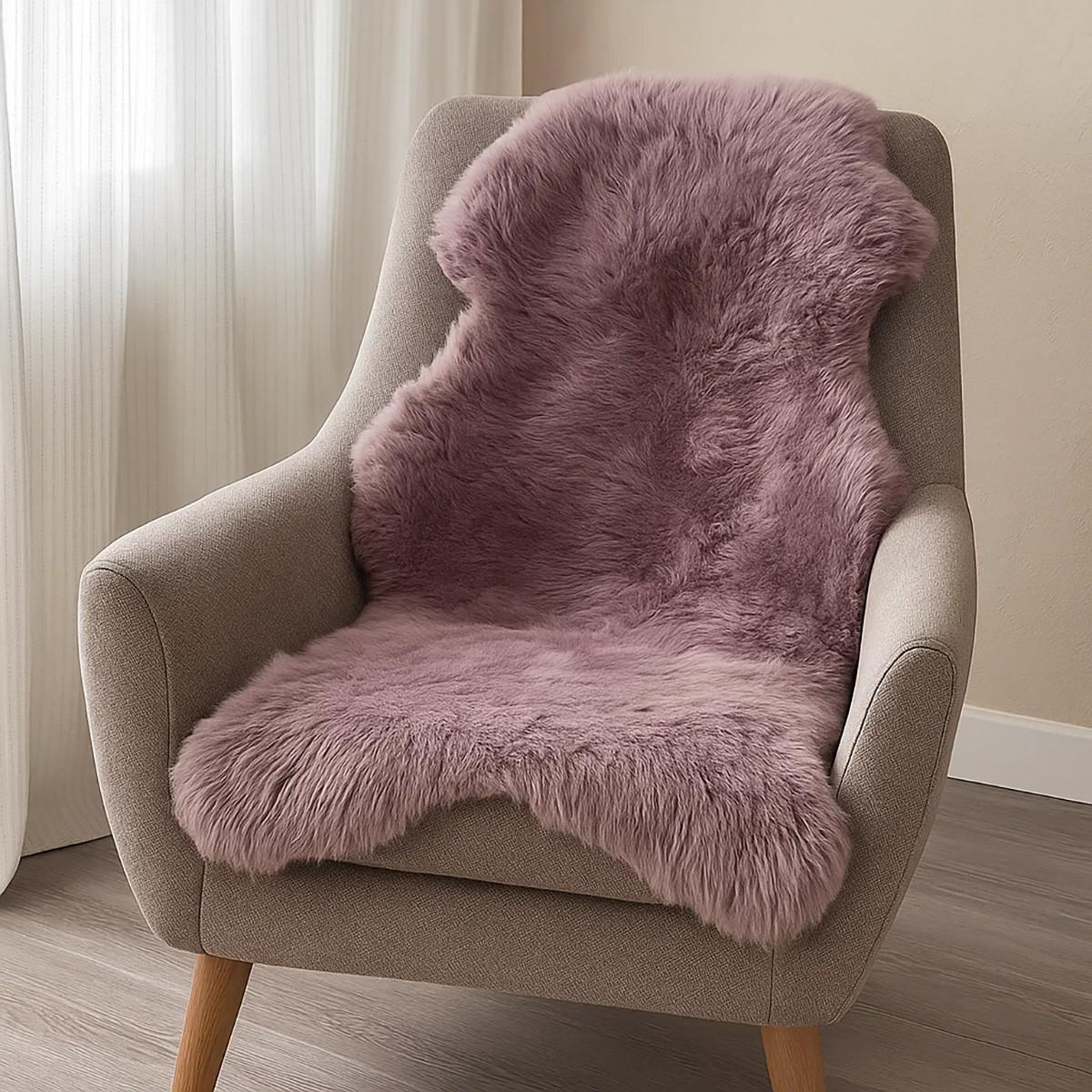 SCHAFFELL Natur Mauve Grau Lila Weich & Dicht ca. 130 cm - Lila/Mauve, Fell (70/130cm) - Provellus