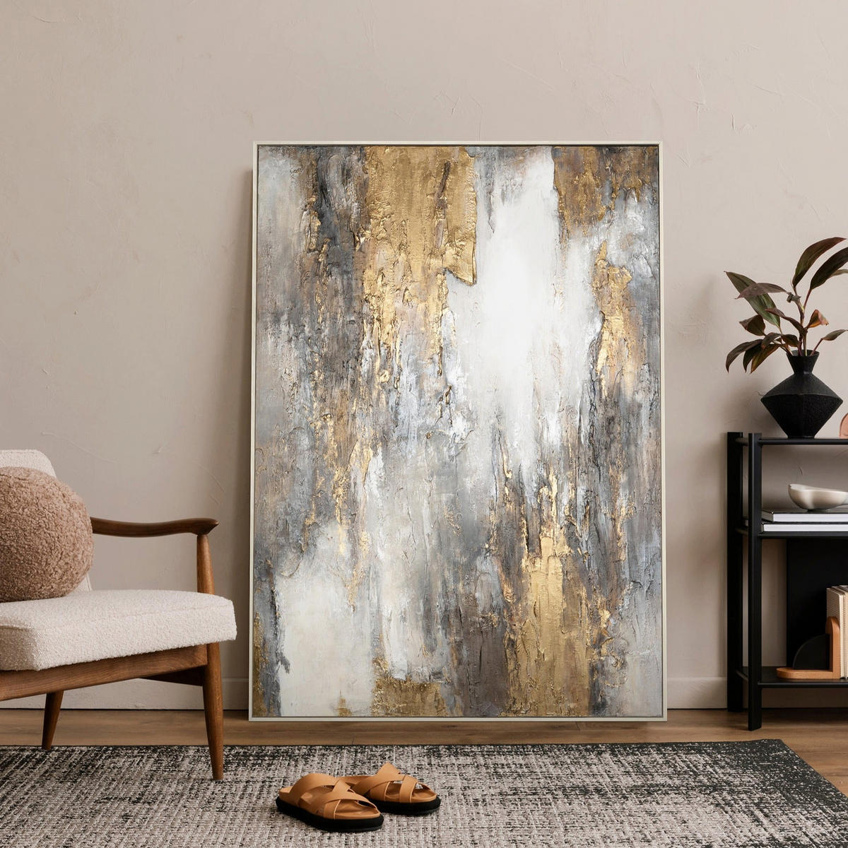 GEMÄLDE Sanfter Zeitfluss Schattenfugenrahmen Grau 120x80 cm - Grau, Holz (120/80cm) - YS-art gallery