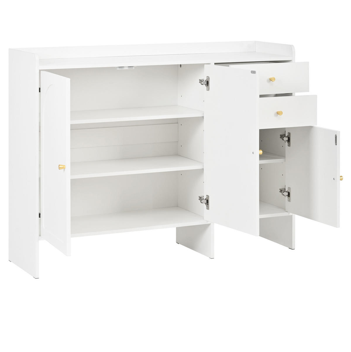 SCHUHSCHRANK 120/35/90 cm aus MDF und Spanplatte mit 3 Türen, 2 Schubladen und Kippschutz, Weiß - Weiß, Holzwerkstoff (120/90/35cm) - Redom