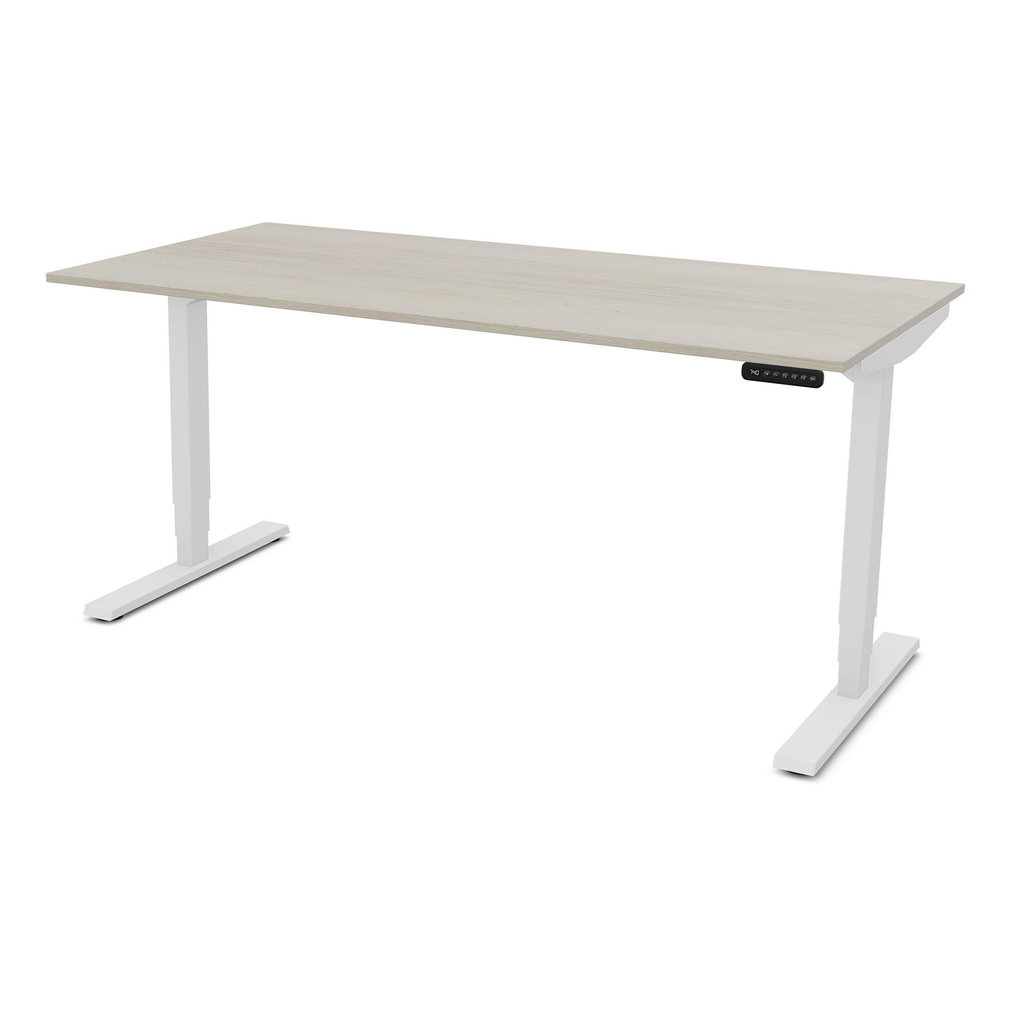 SCHREIBTISCH Elektrisch höhenverstellbarer Schreibtisch Y-Line Eiche Polar Signalweiß 160/70/62-127cm - Eiche Bianco/Weiß, Holzwerkstoff/Metall (70/160/127cm) - ASSMANN
