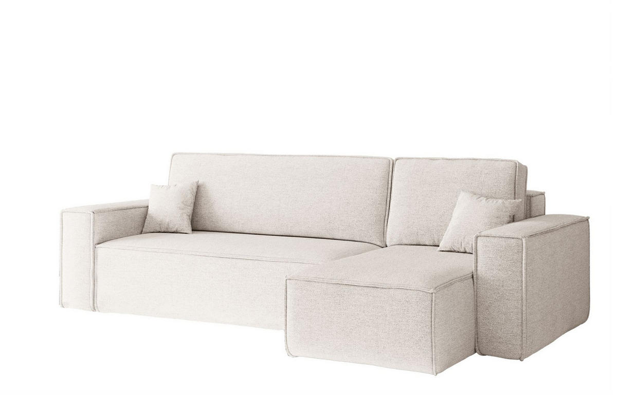 ECKSOFA, Best L-Form, Stoff Neve, Ecru, Rechts - Ecru, Holz (244/142cm) - Kaiser Möbel