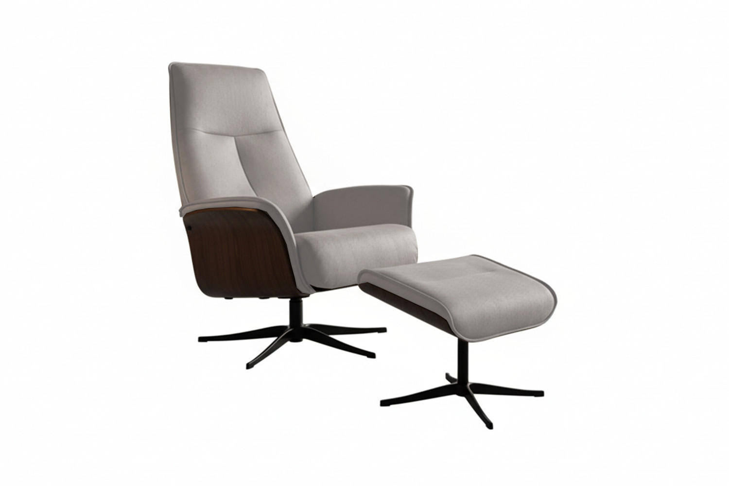 RELAXSESSEL FERREIRA Grau Leder Relaxfunktion - Schwarz/Grau, Leder/Metall (78/106/84cm) - KAWOLA