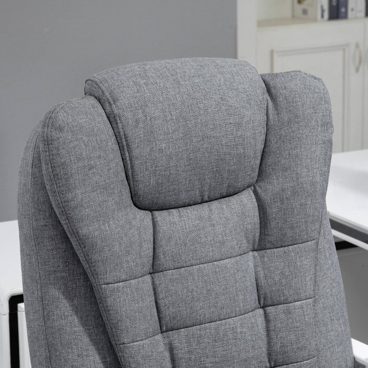 DREHSTUHL 65/70/111-119 cm grau aus Polyester mit Massage und Fußstütze - Grau, Kunststoff (70/119/65cm) - OKWISH