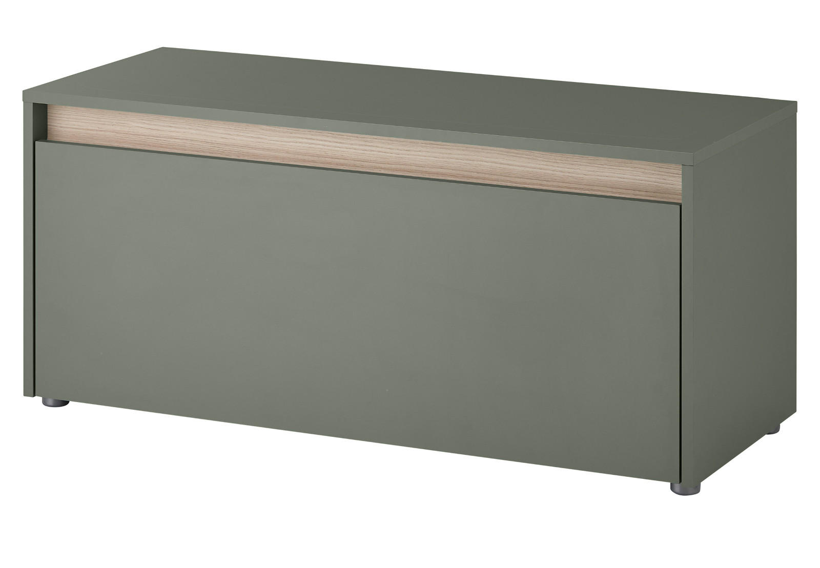 GARDEROBENBANK Salbei grün und Eiche, Schuhbank mit 4 Fächern, Breite 100 cm - Salbeigrün/Eichefarben, Holz/Holzwerkstoff (100/45/40cm) - Furn.Design