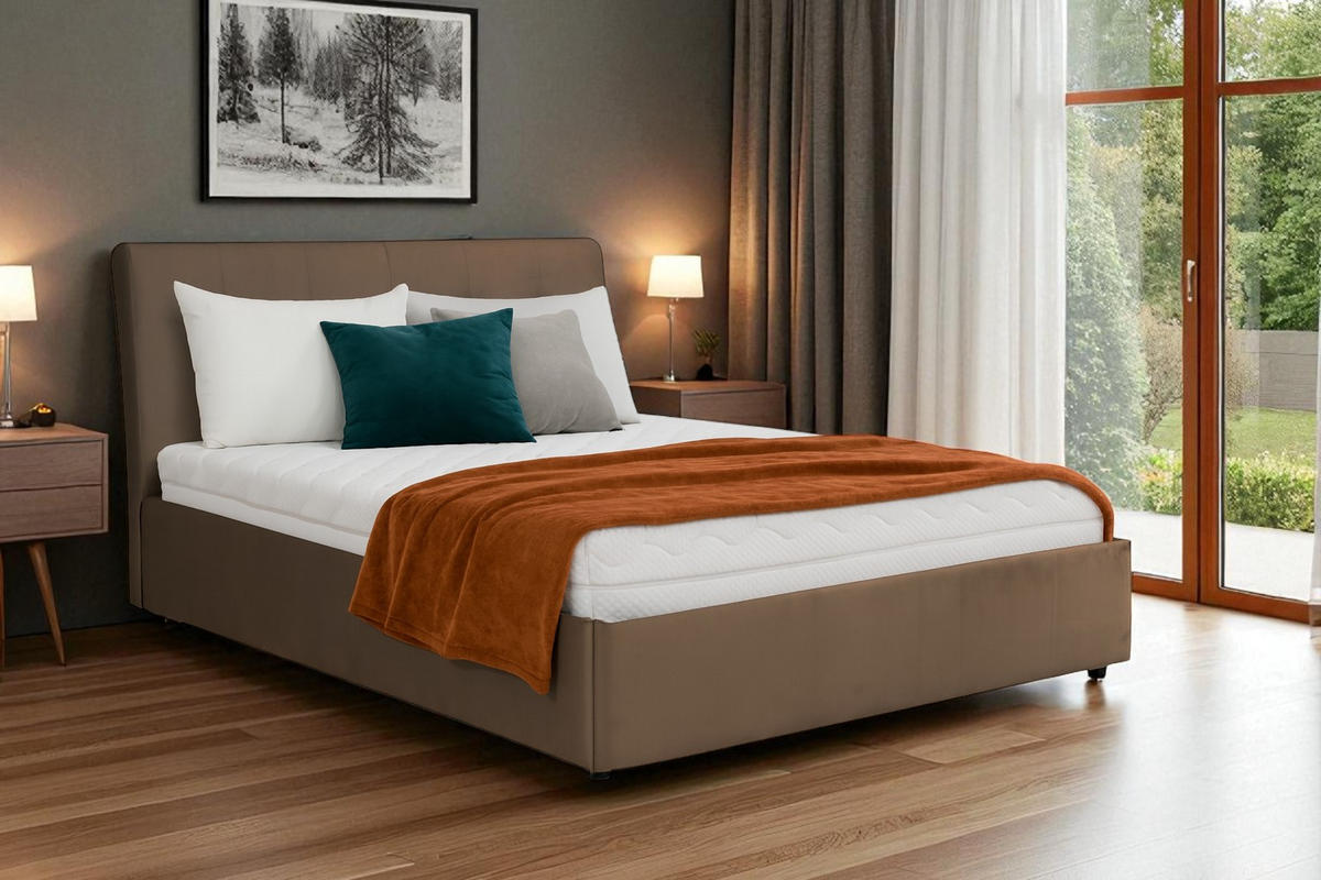POLSTERBETT mit Bettkasten und Matratze SOLIS, Braun, 140x200 cm - Braun, Textil (140/200cm) - KS Home Concept