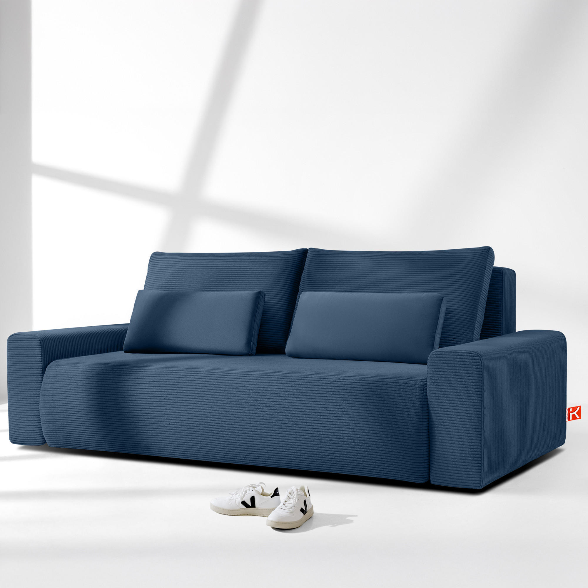 3-SITZER SCHLAFSOFA MOLLIS, Corduroy, Marine - Dunkelblau, Holz/Holzwerkstoff (250/93/108cm) - KONSIMO®