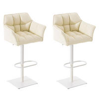 BARHOCKER 2er Set Sihar Kunstleder Creme Weiß - Creme, Leder/Metall (64/88/45cm) - DELUKE