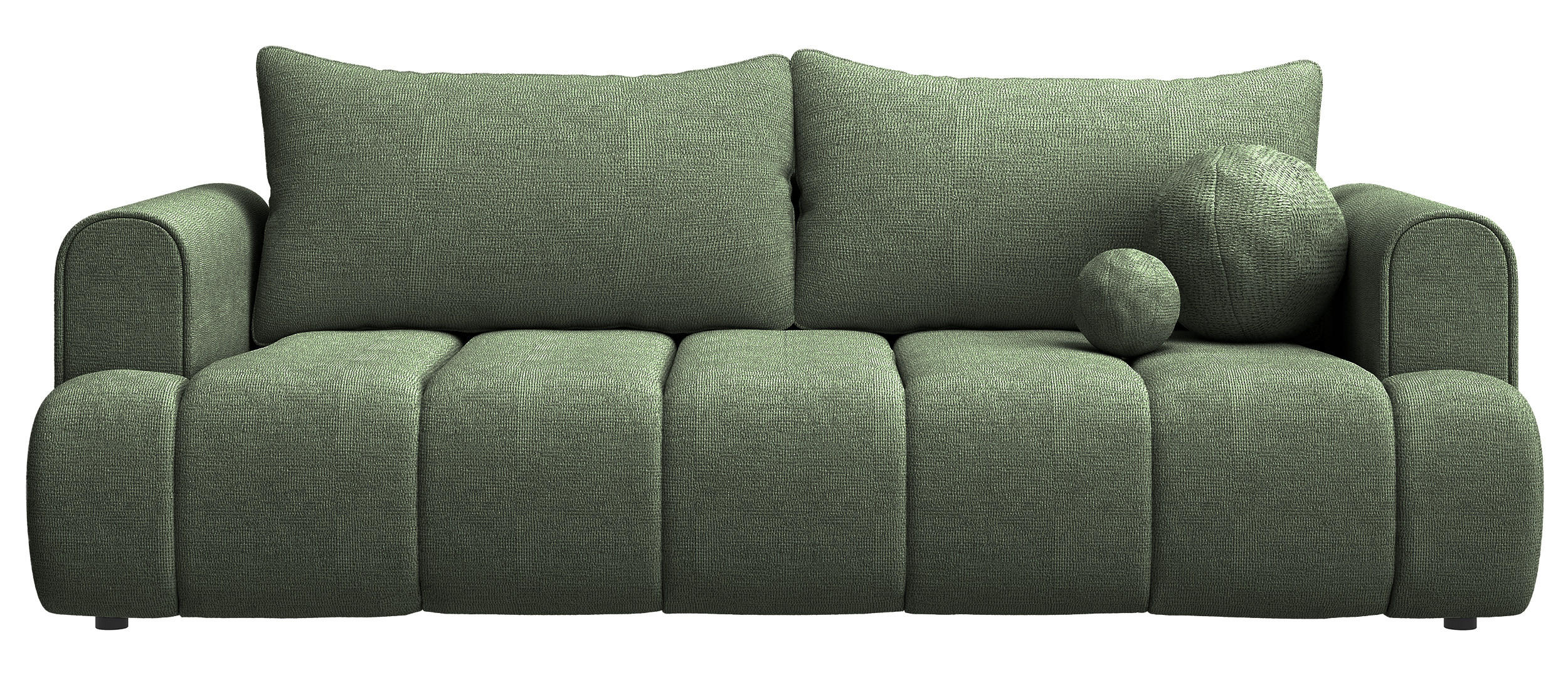 3-SITZER-SOFA Dandelino Grün mit Schlaffunktion - Schwarz/Grün, Kunststoff/Textil (250/90/112cm) - Selsey