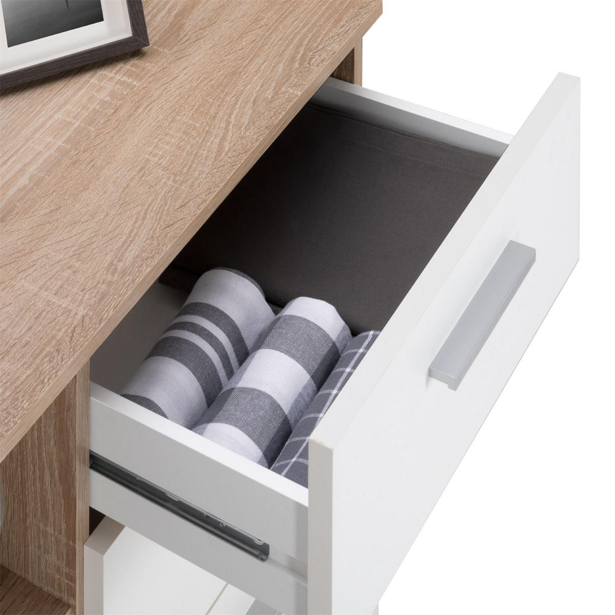 KOMMODE CHICAGO - Weiß/Sonoma Eiche, Holzwerkstoff (91/82/40cm) - CARO-Möbel