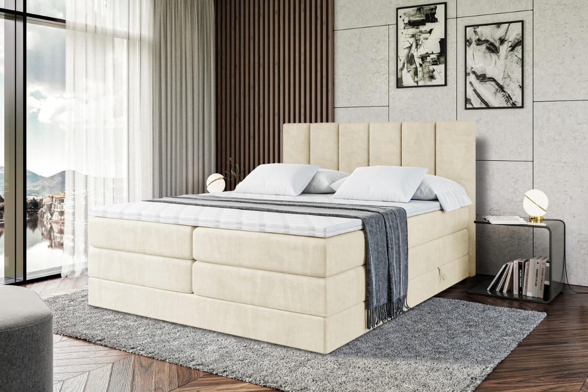 BOXSPRINGBETT BOXI1 KING - 140x200 - H3/H4 - Beige - Beige, Holzwerkstoff (140/200cm) - ALTDECOR