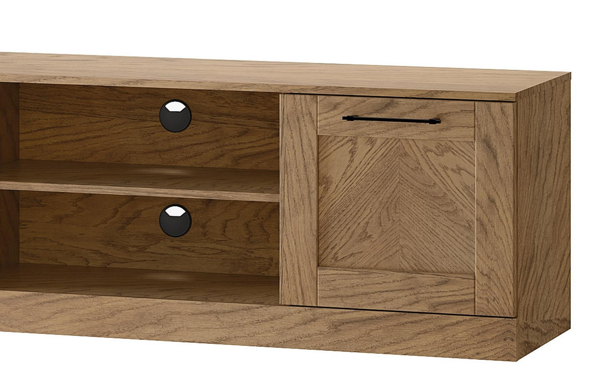 LOWBOARD Cozy Eiche Rustikal 160 / 42 / 50cm - Eichefarben/Braun, Holz/Metall (160/50/42cm) - Feldmann-Wohnen