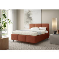 POLSTERBETT VALERIO mit Beinen mit Bettkasten, Bett 180x200,Doppelbett,Lattenrost,Boxspringbett-Optik,ohne Matratze,Schlafzimmer-Fuchsrot - Orange, Holz (180/200cm) - Furnistar