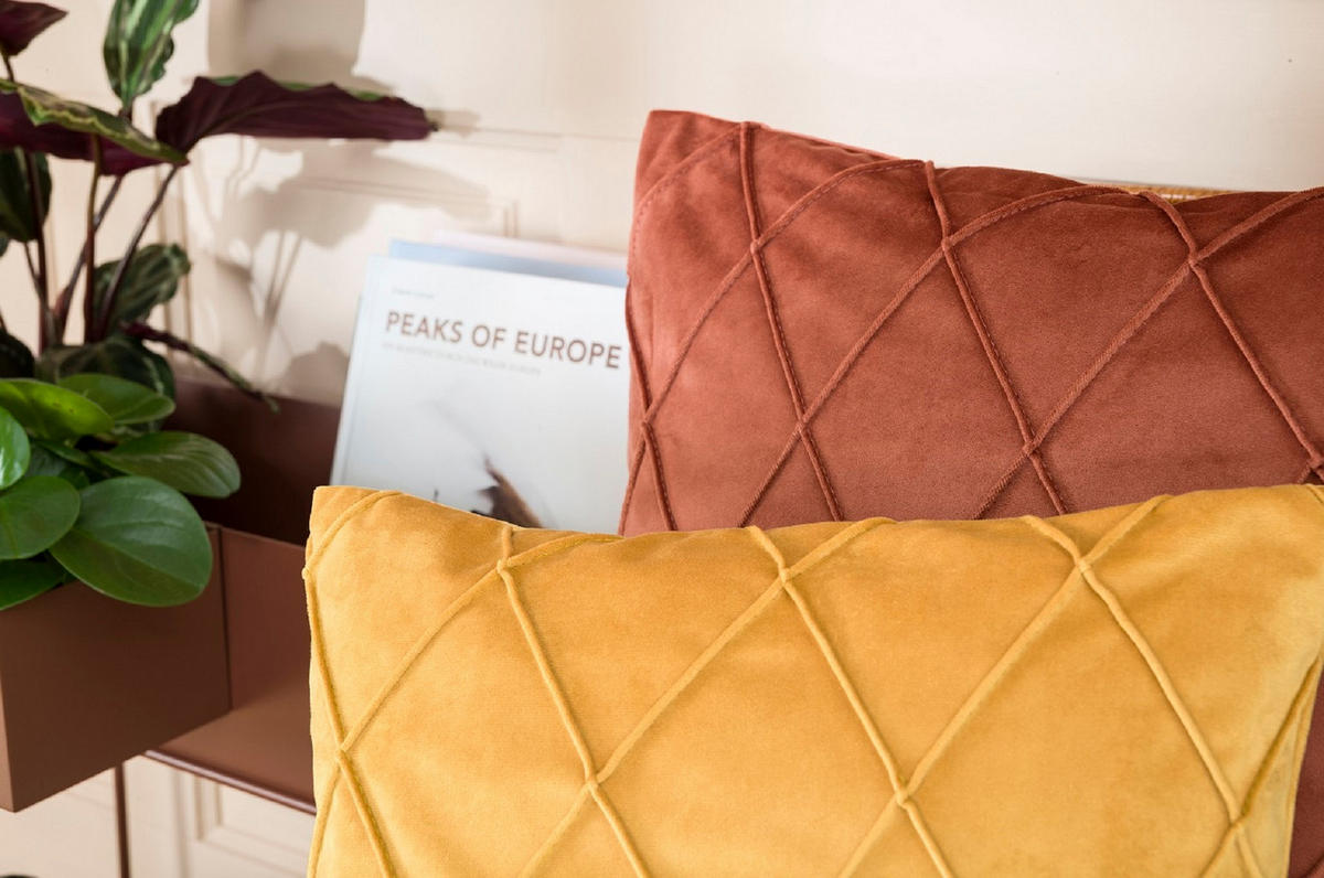 KISSENHÜLLE 2er Set Nobless Rauten 40/40 cm terracotta - Terracotta, Textil (40/40cm) - Magma Heimtexx