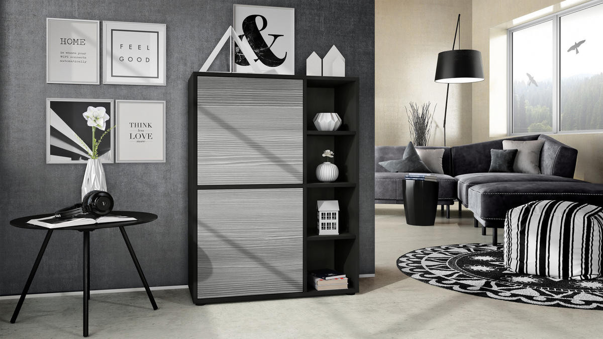 HIGHBOARD Cuba Türen in Avola-Anthrazit - Anthrazit, Holzwerkstoff (79/105.5/35.5cm) - Vladon