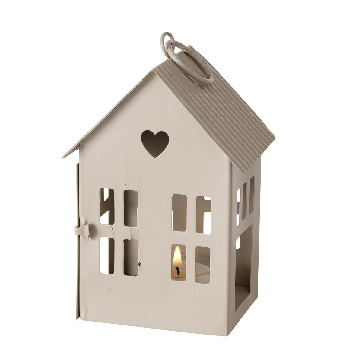 DEKOLATERNE in Hausform Alamo - Beige, Metall (13/35/17cm) - Boltze Home