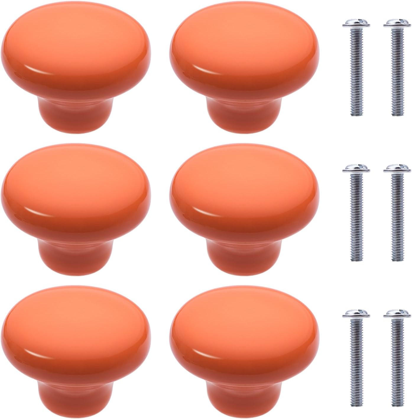 SCHRANKKNOPF Keramik 6er-Set - Orange, Metall (3.2/2.4/3.2cm)