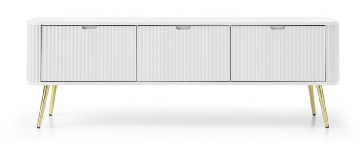 TV-SCHRANK Weiß ZOJA Gefräst Mit Metallgestell 168x39x56 cm - Weiß, Holzwerkstoff (168/56/39cm) - Sepro Meble