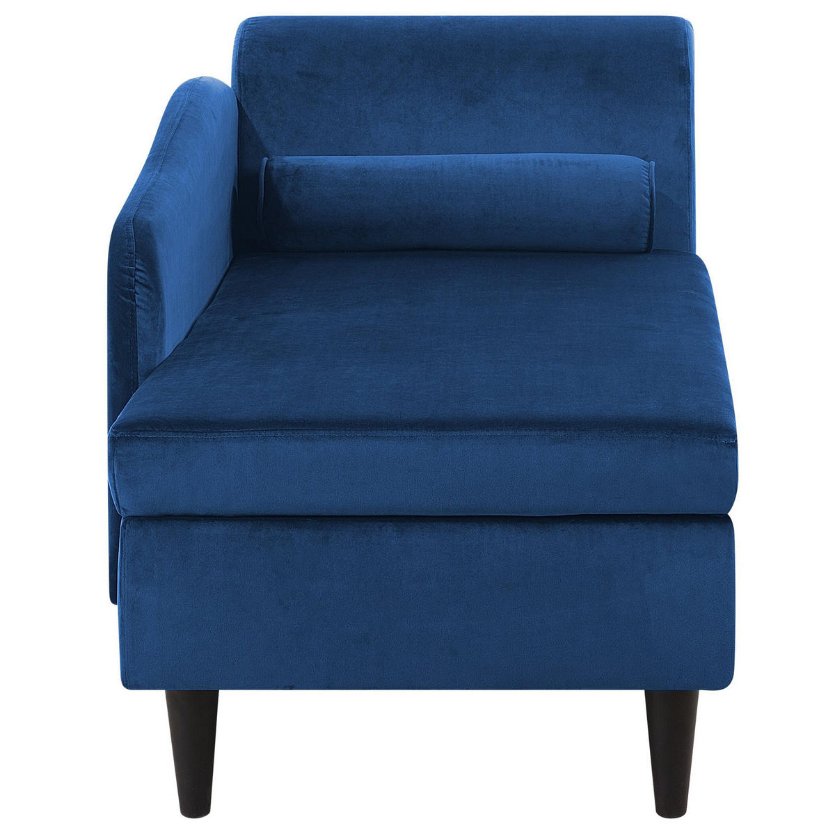 CHAISELONGUE Samtstoff marineblau rechtsseitig Luiro - Blau/Dunkelbraun, Textil (160/77/70cm) - Beliani