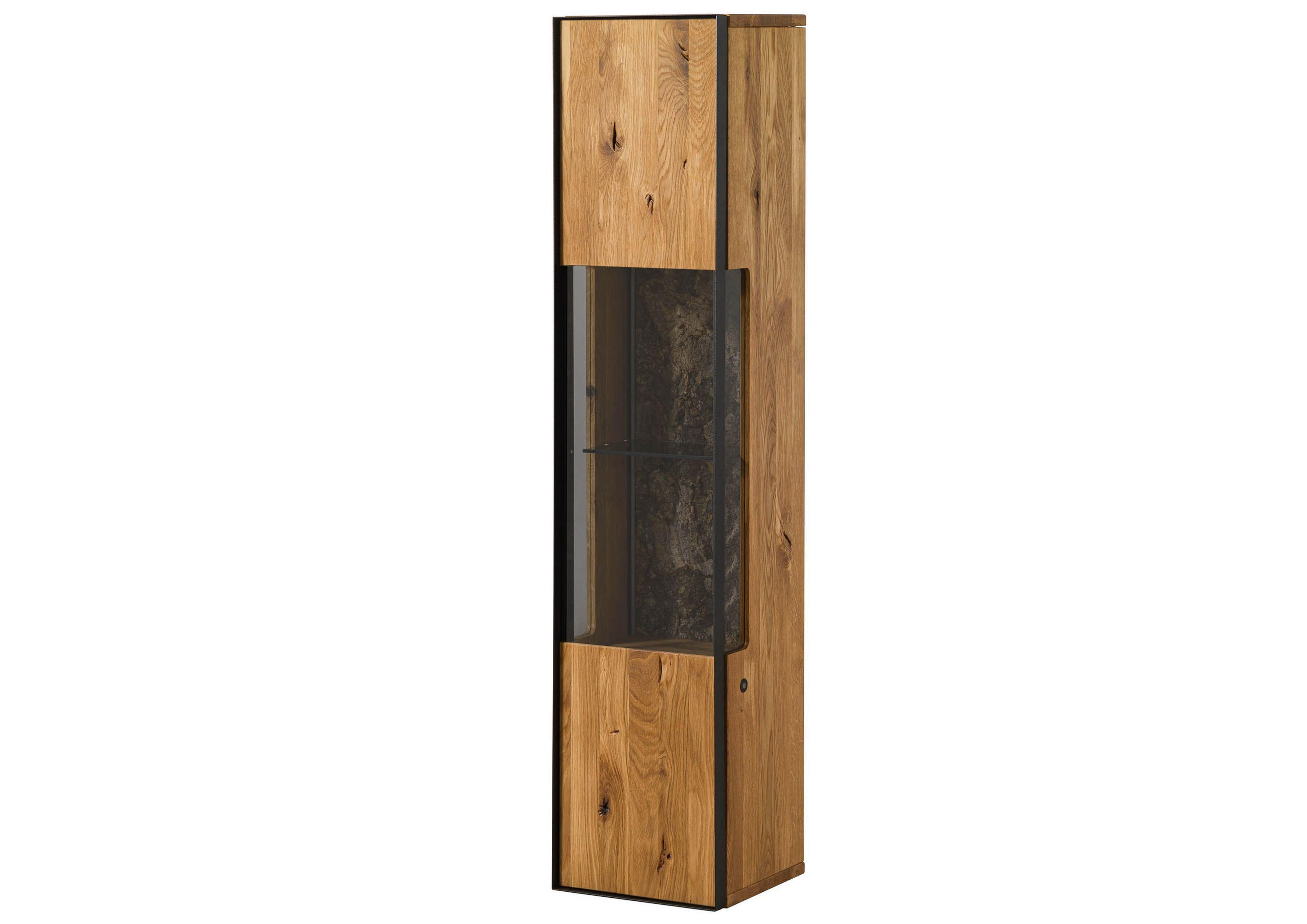 HÄNGEVITRINE Wildeiche 30x30x140 natur geölt STARNBERG #06 - Braun, Holz (30/140/30cm) - Massivmoebel24
