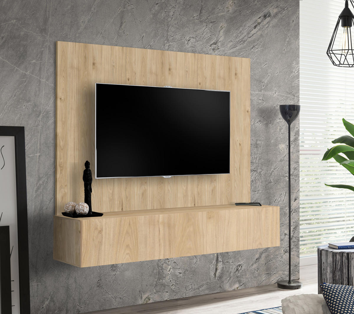 TV-LOWBOARD Eiche Jackson 160 cm, TV Unterschrank hängend mit Wandpaneel - Eichefarben, Holzwerkstoff (160/148/40cm) - Inn.Furn