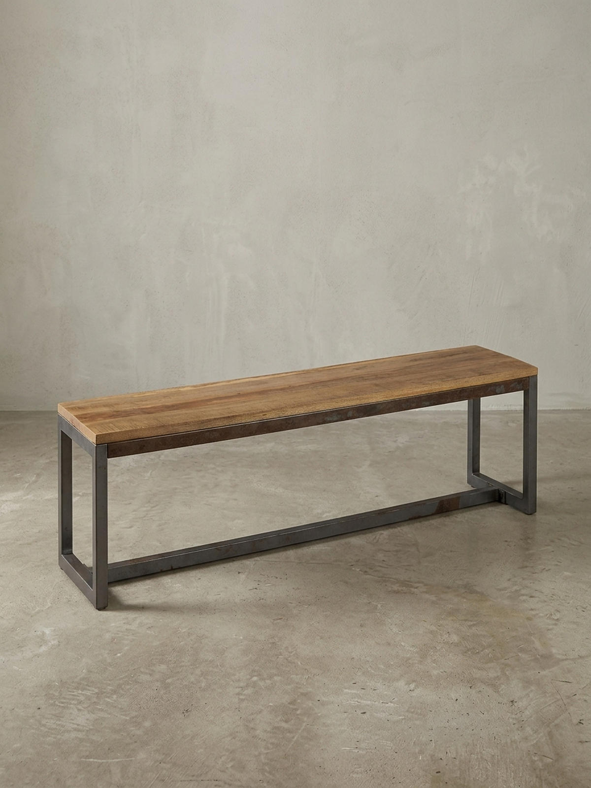 SITZBANK – Mango Massivholz/Metall, Vintage - Anthrazit/Braun, Holz/Metall (120/46/45cm) - KADIMA DESIGN