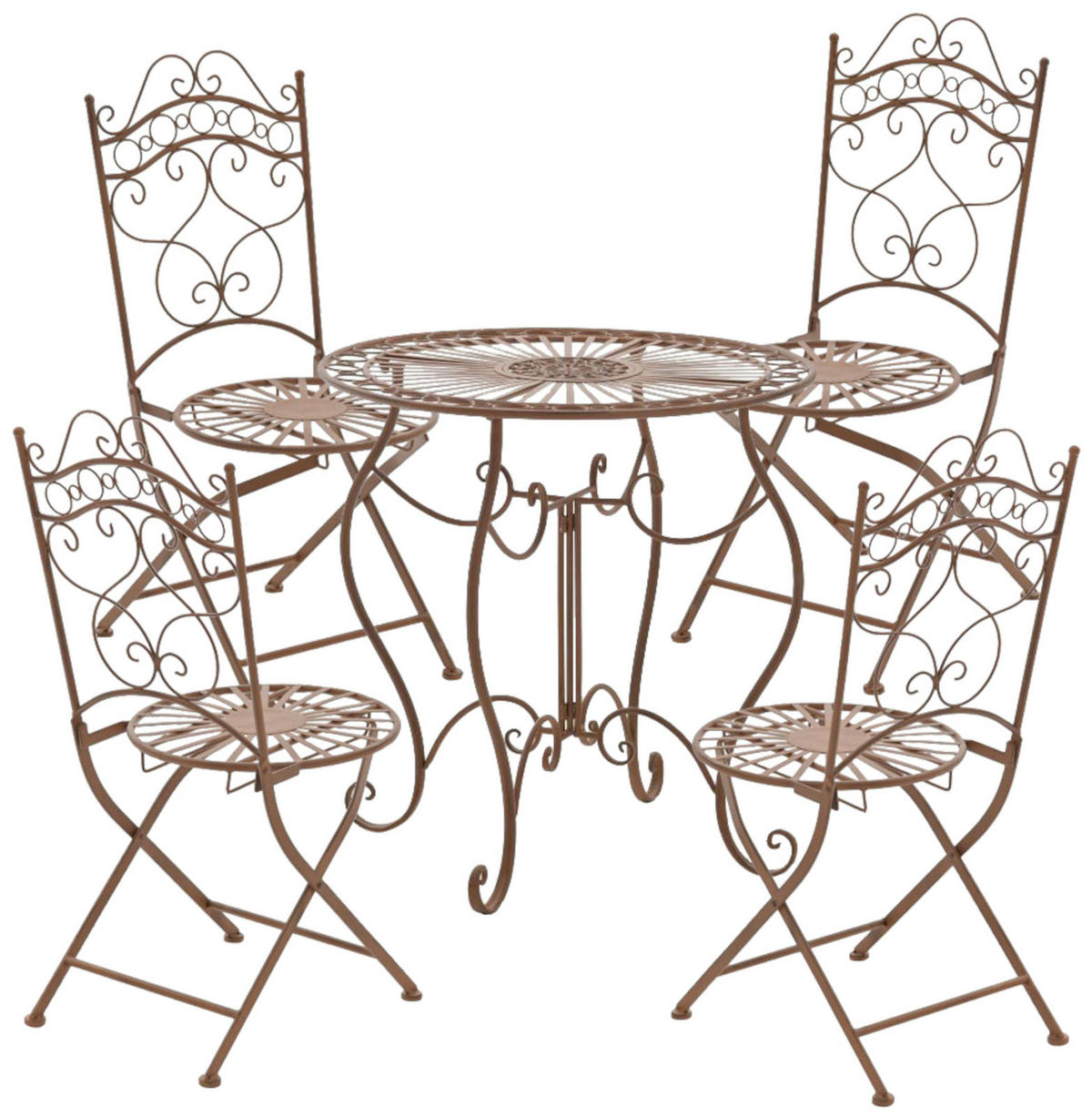 GARTENKLAPPSTUHL 2er Set Metall antik braun - Braun, Metall (40/92/50cm) - CLP