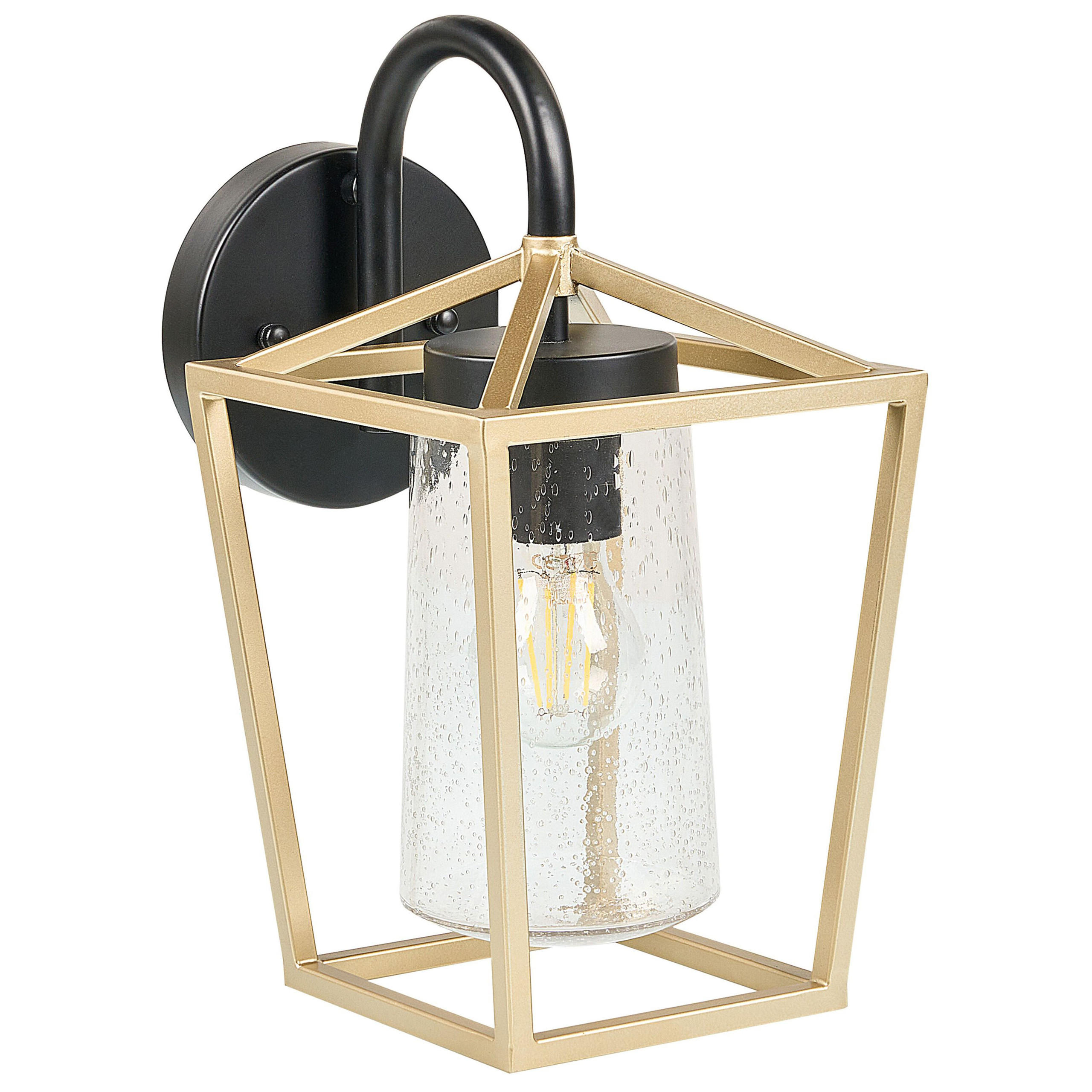 AUSSENWANDLEUCHTE Ordie 14/14/33 cm - Goldfarben, Glas (14/33/14cm) - Beliani