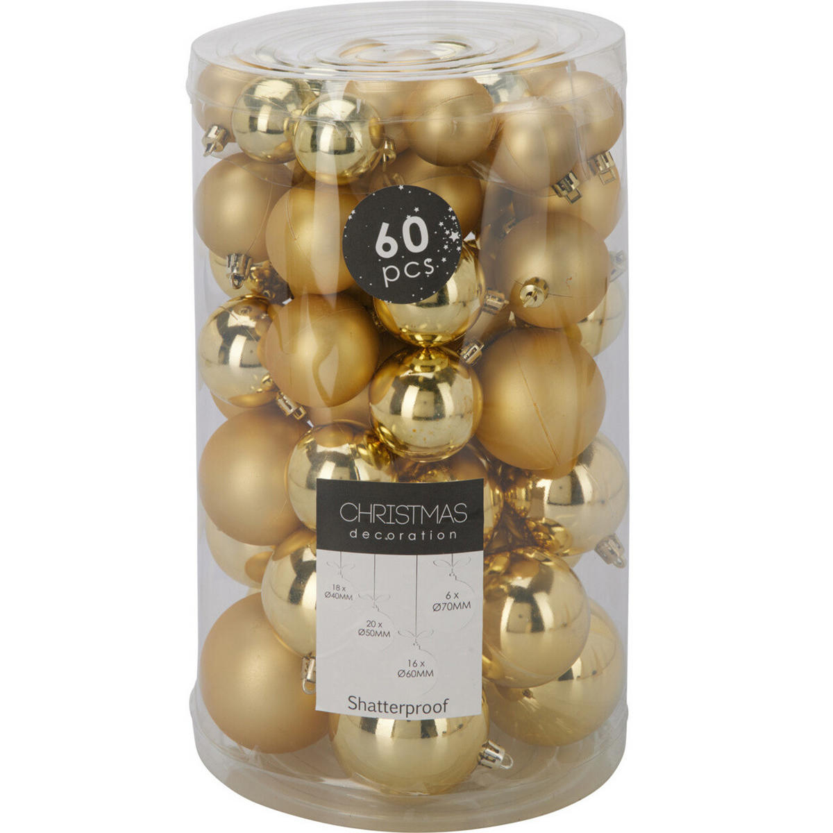 WEIHNACHTSKUGELN verschiedene Größen 60er-Set - Goldfarben, Kunststoff (19/31.5/19cm) - Home Styling Collection