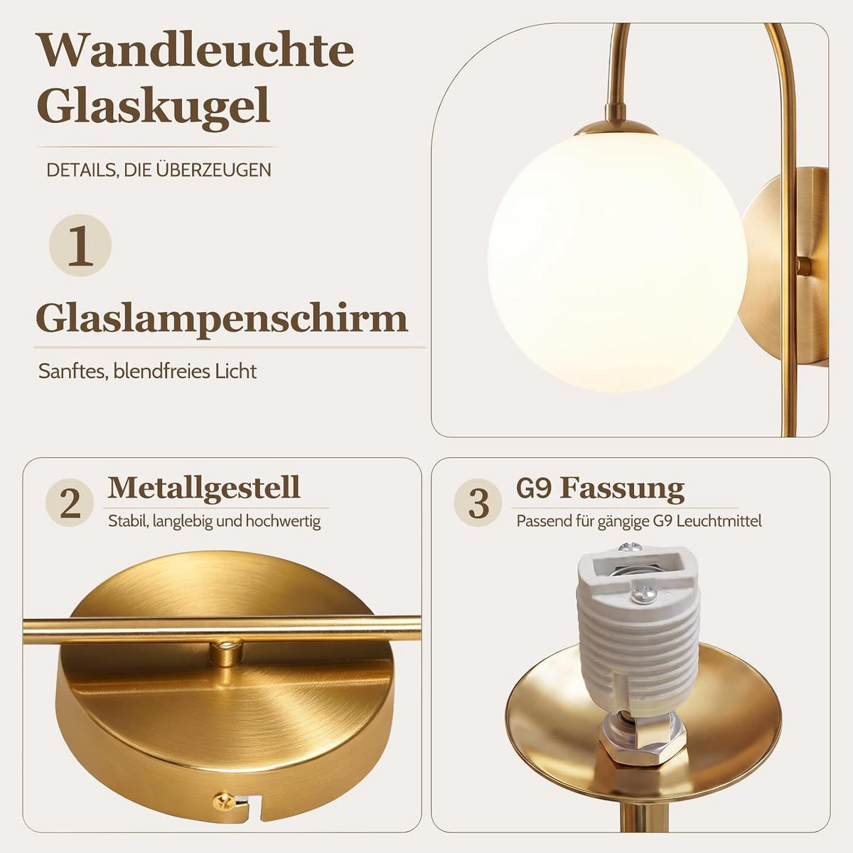 WANDLEUCHTE Erfurt II 26x15x36cm - Goldfarben, Metall (15/36/26cm) - Nettlife