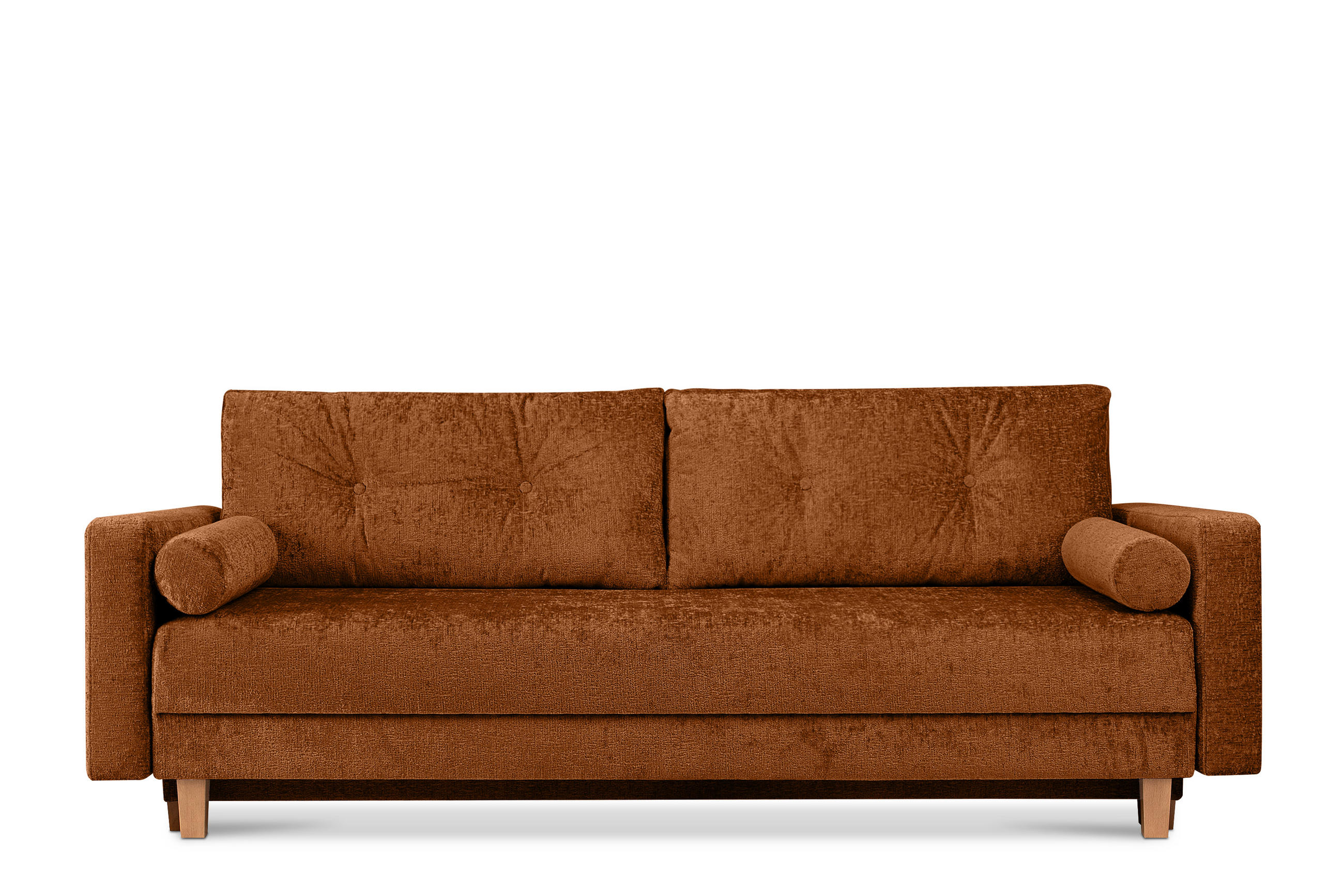 3-SITZER-SCHLAFSOFA ERISO mit weiche Sitzfläche und hohe Rückenlehne, Chenille-Stoff, rot - Rot/Braun, Textil (220/80/100cm) - KONSIMO®
