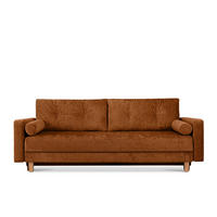 3-SITZER-SCHLAFSOFA ERISO mit weiche Sitzfläche und hohe Rückenlehne, Chenille-Stoff, rot - Rot/Braun, Textil (220/80/100cm) - KONSIMO®