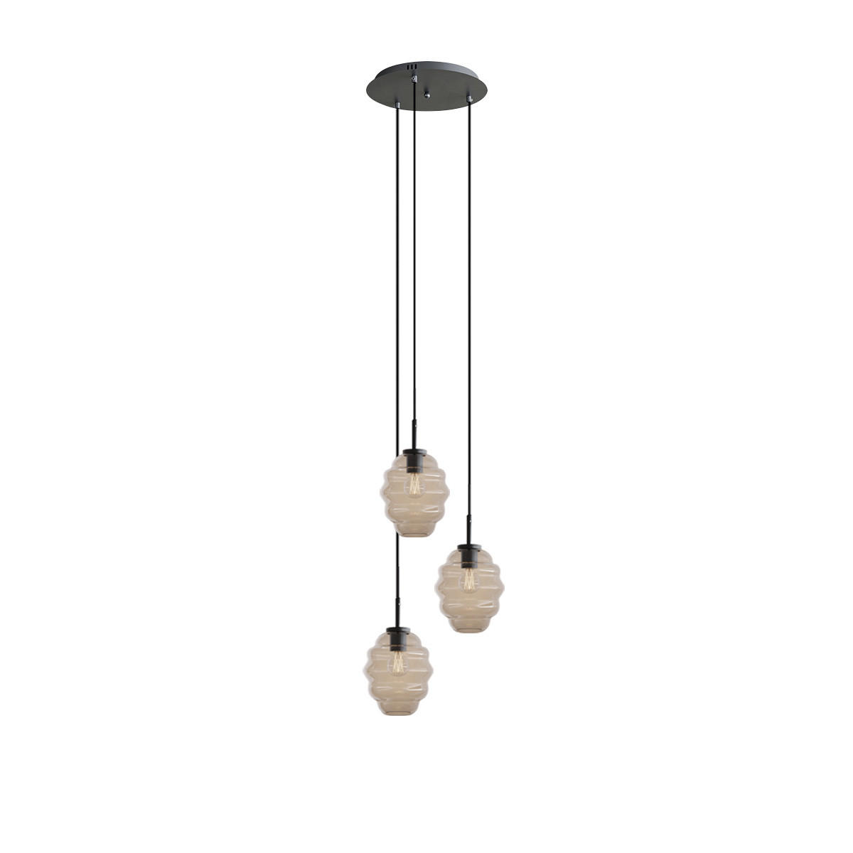 GALERIELEUCHTE Echos 3-flammig Klar Ø 18cm - Klar/Schwarz, Glas (18/18/20cm) - s.luce