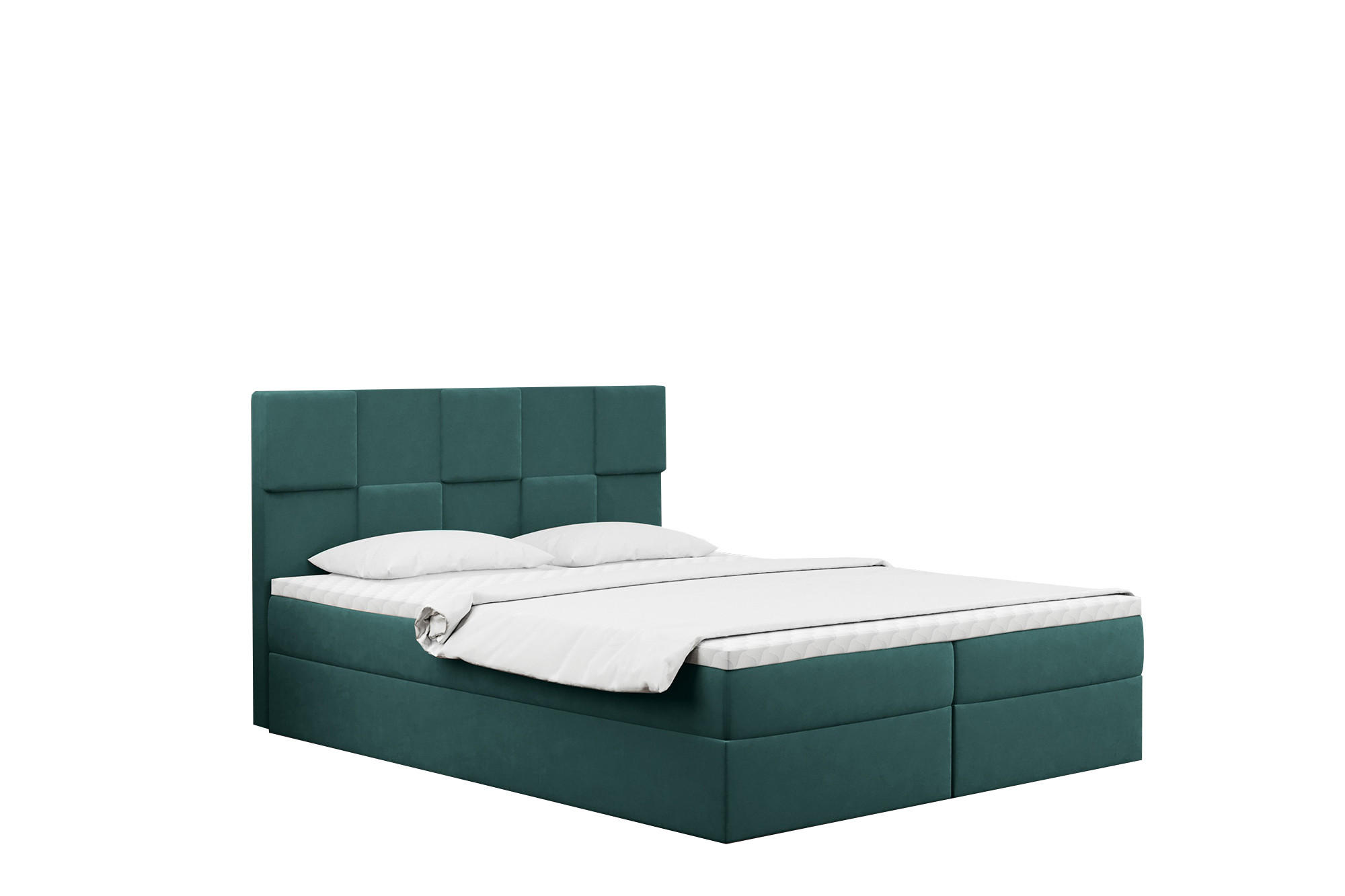 BOXBETT mit Bettkasten und Matratze CLARA Stoff Velvet Meeresfarbe 200x200 cm H2-Pocket - Mintgrün, Holz (200/200cm) - Kaiser Möbel