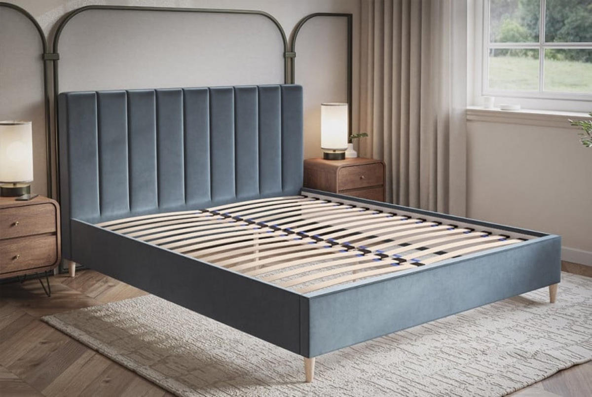 BETT Blau LUXO 2 Gepolstert Auf Hohen Beinen 160x200 cm - Blau/Schwarz, Textil (160/200cm) - Sepro Meble