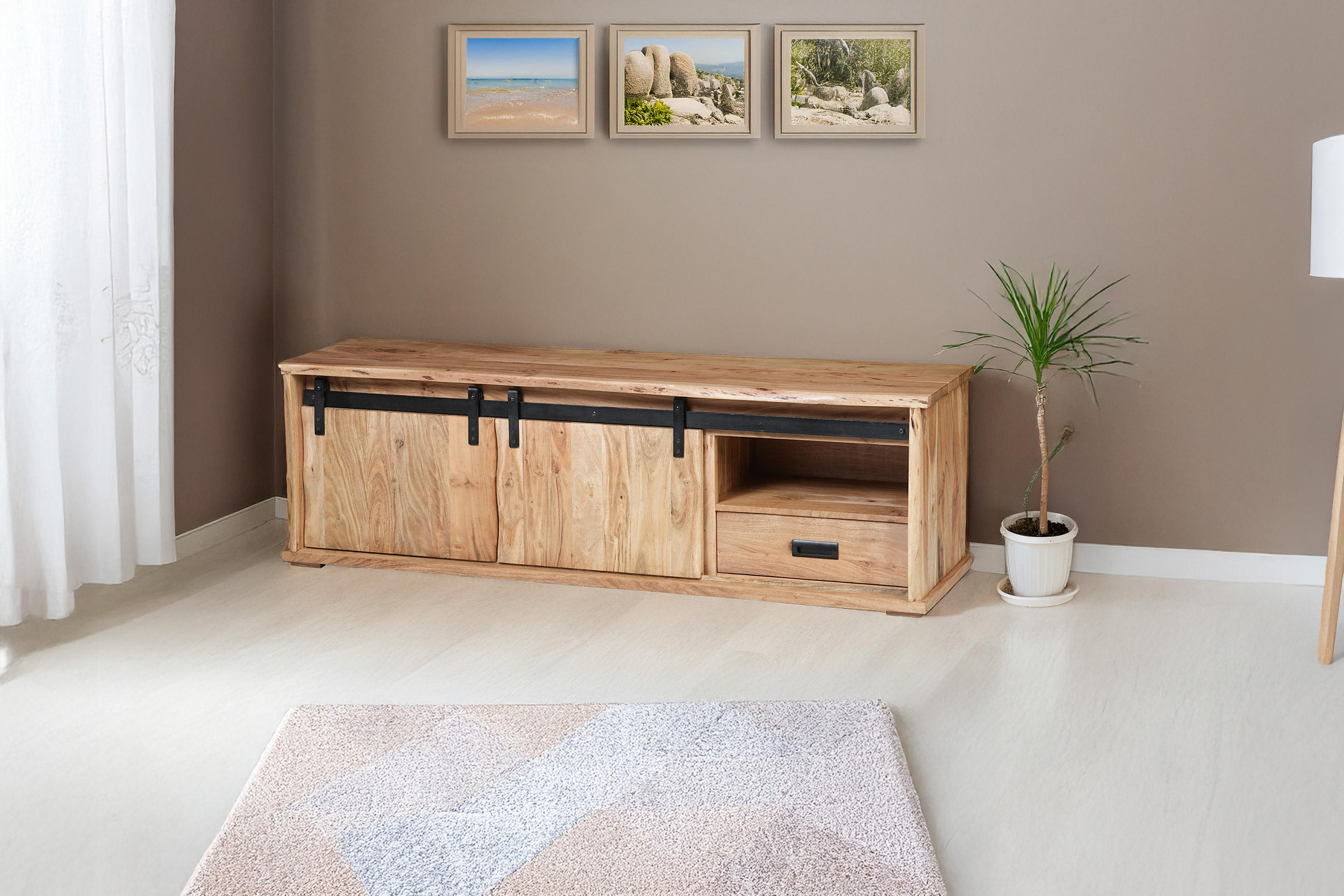 LOWBOARD LIAN III - Beige/Naturfarben, Holz (160/50/45cm) - SAM