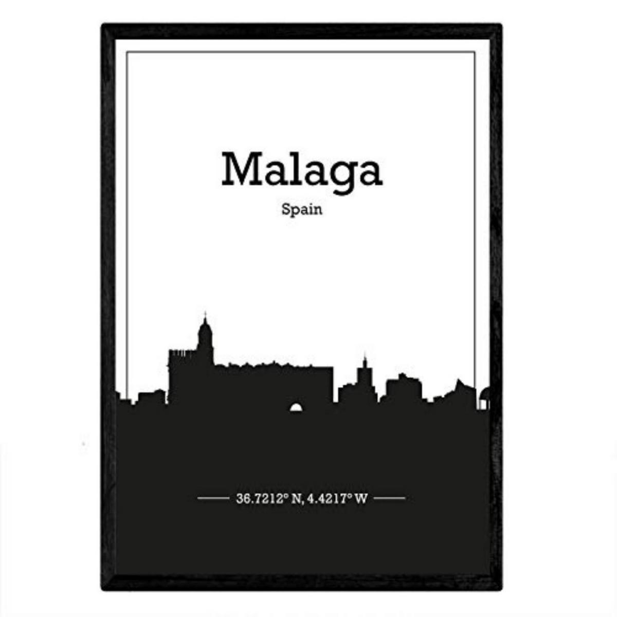 POSTER Malaga Skyline A3 Rahmenlos - Klar, Papier (29.7/5/42cm) - Nacnic