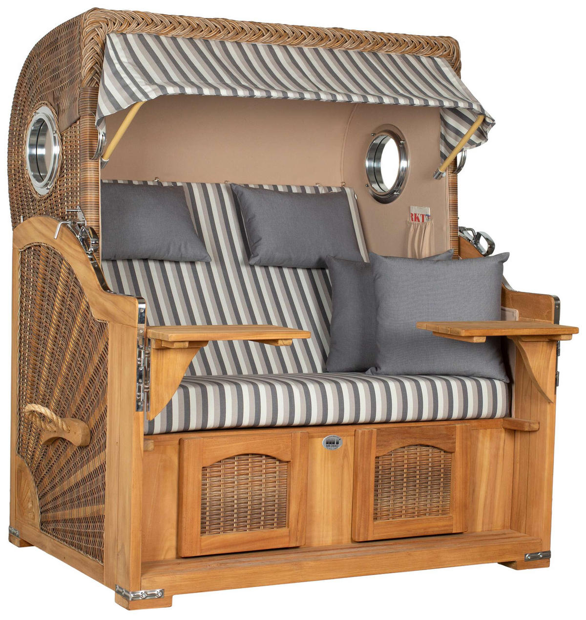 STRANDKORB XXL Düne Grande Teak Banana - Braun/Grau, Metall (142/170/95cm) - Mr. Deko