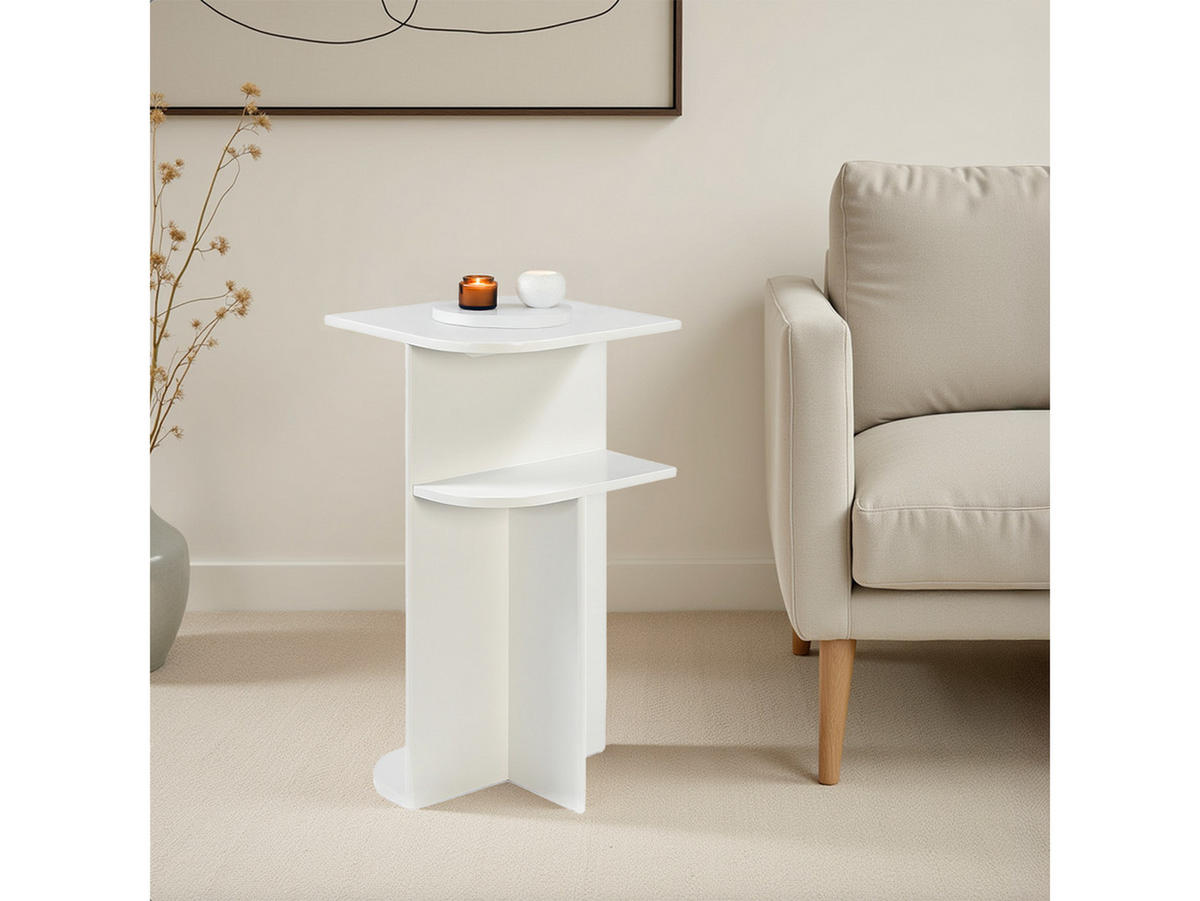 BEISTELLTISCH Jade Mangoholz Weiss Weiss - Weiß, Holz (38/38/70cm) - Villa Möbel