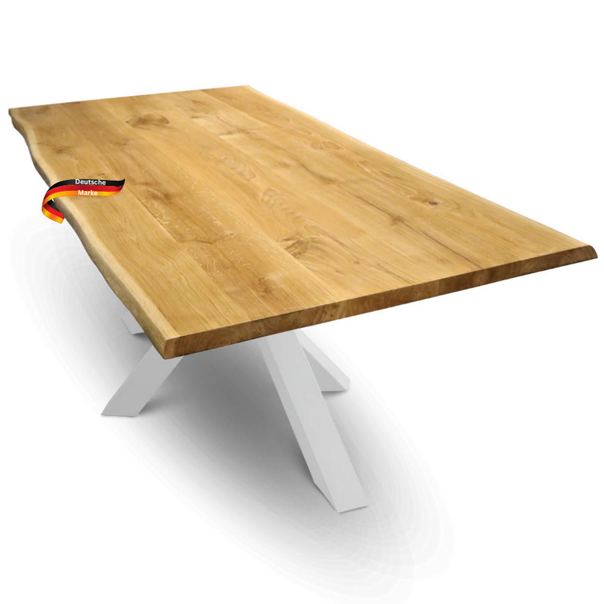 MASSIVHOLZPLATTE Eiche mit Baumkante ERIK 180x85 cm Tischplatte rechteckig - Braun, Holz (180/85/4cm) - DELUKE