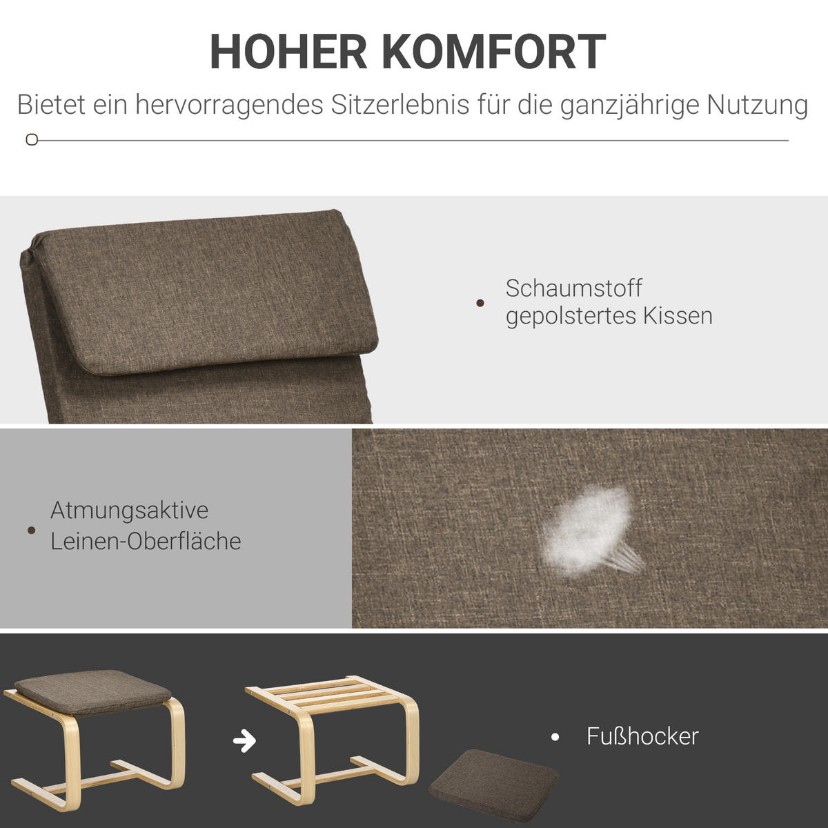 RELAXSESSELSET Braun - Braun, Kunststoff (80/99/66.5cm) - HOMCOM