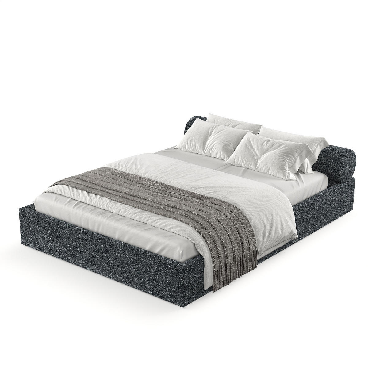 POLSTERBETT Solvo mit Stauraum 180/200 cm Grau im Blur Stoff - Schwarz/Naturfarben, Holz/Holzwerkstoff (180/200cm) - AltaBeds