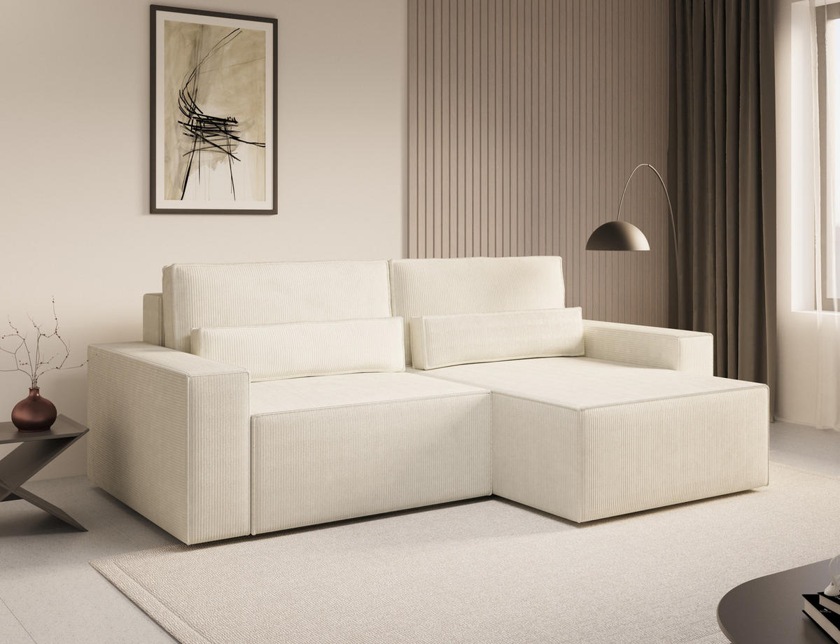 ECKSOFA - Universale Ecksofa DENVER mini - Weiß - Poso 38 - Weiß, Holzwerkstoff (248/162cm) - Möblo