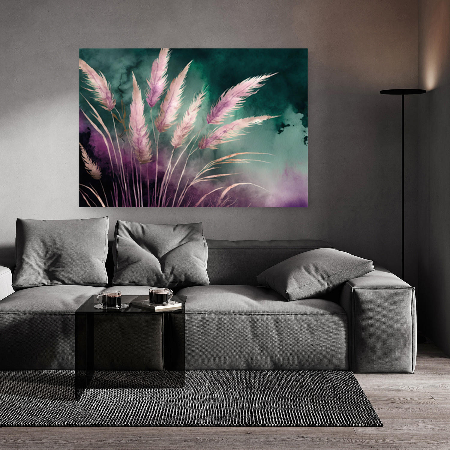 WANDBILD pampasgras natur botanik abstrakt - Lila, Textil (60/40cm) - Feeby