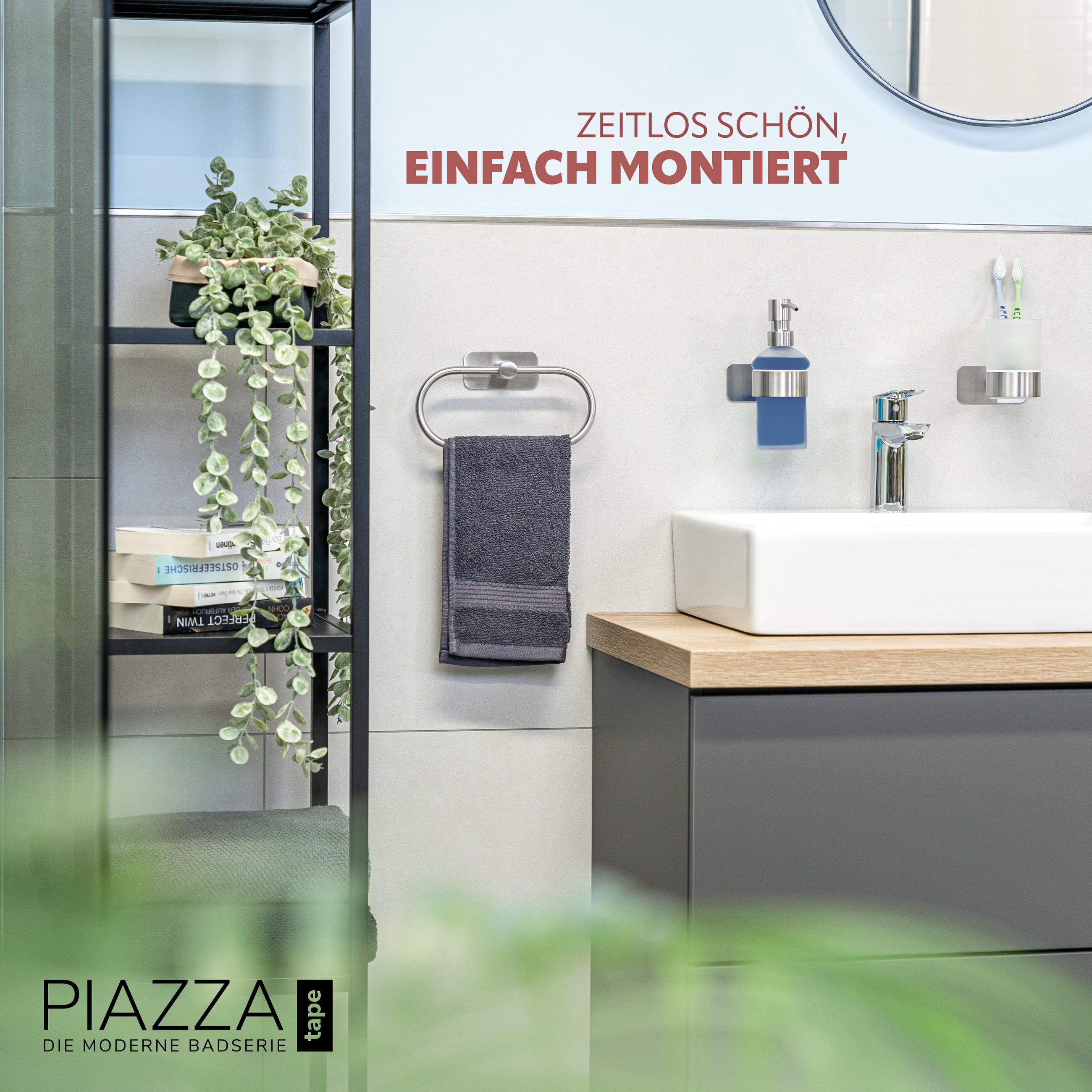 HANDTUCHRING PIAZZA TAPE, Edelstahl - Edelstahlfarben, Metall (21.5/11.5/4.5cm) - bremermann