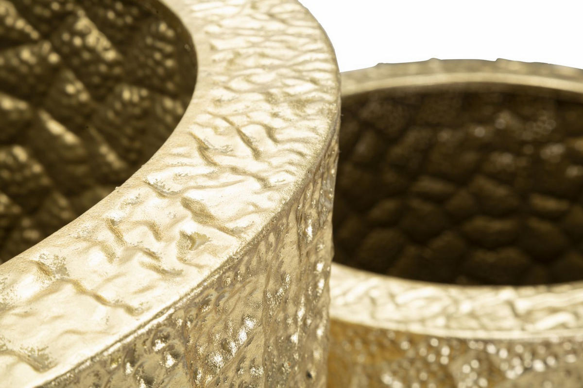 DEKOVASEN IM 3ER-SET Glasy, goldfarben, Eisen, Höhen 114,9, 92,7 und 70,5 cm - Goldfarben, Metall (115cm) - Mauro Ferretti